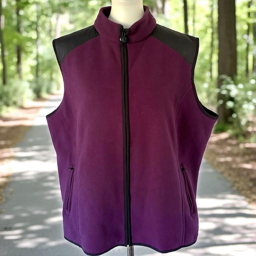 Outback Trading Company Vest Womens Fleece Full Zip Outdoors Warm Plus 2X Purple